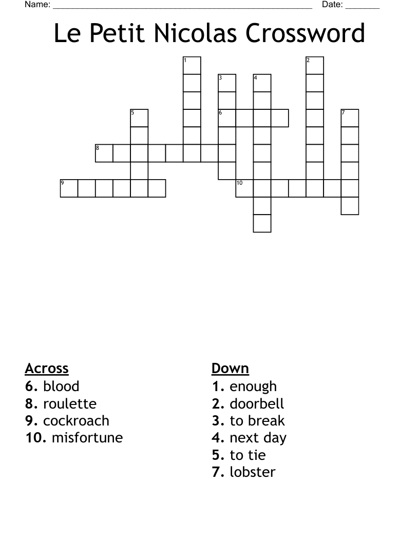 Le Petit Nicolas Crossword
