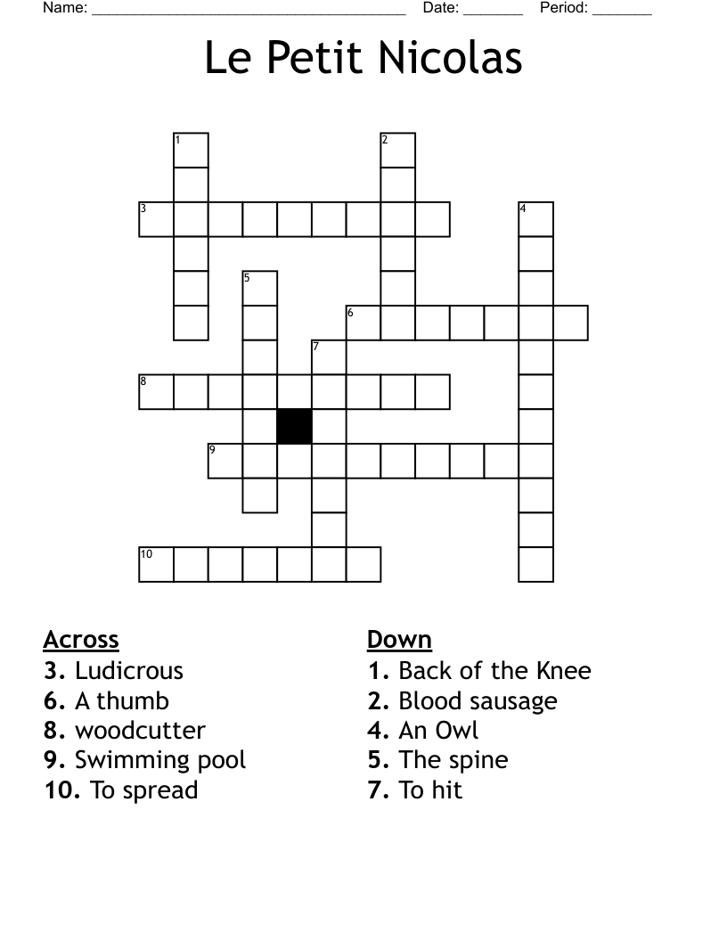 Le Petit Nicolas  Crossword