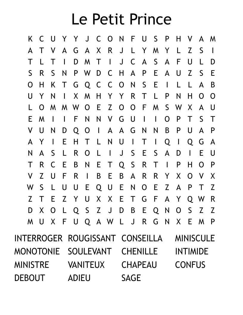Le Petit Prince Word Search