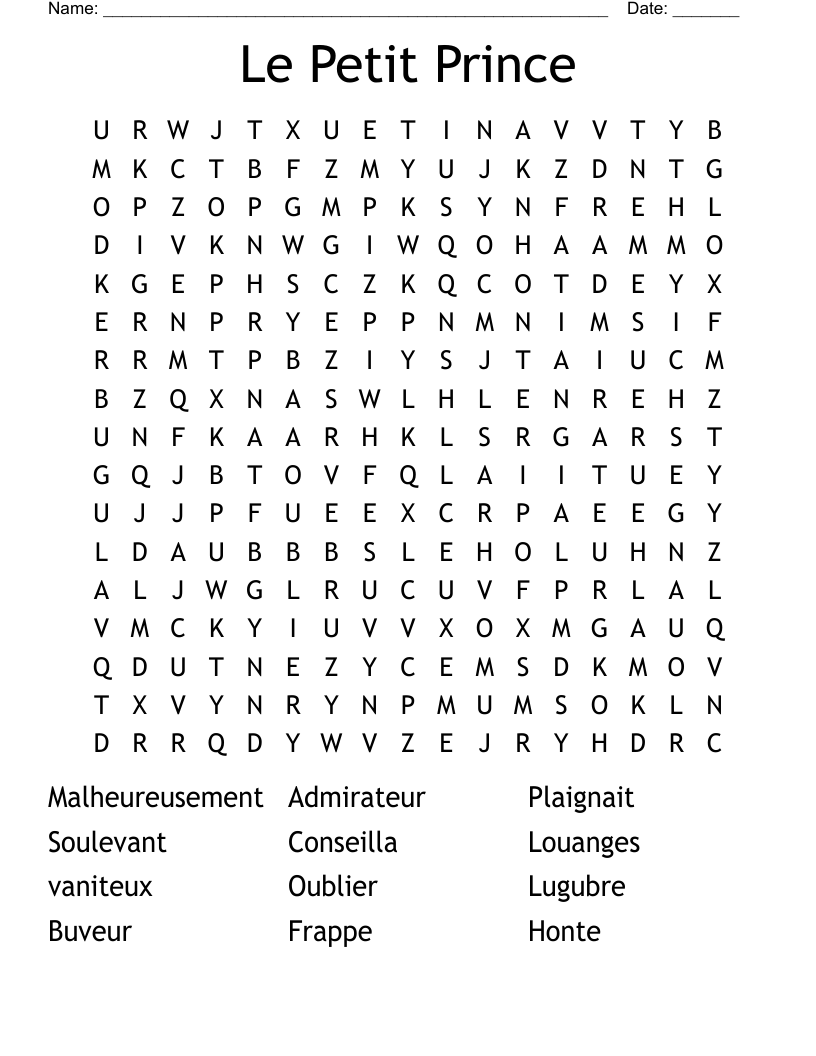 Le Petit Prince Word Search