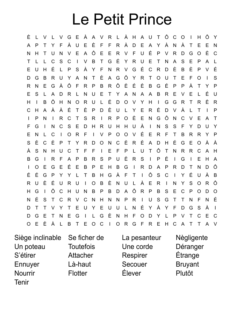 Le Petit Prince  Word Search