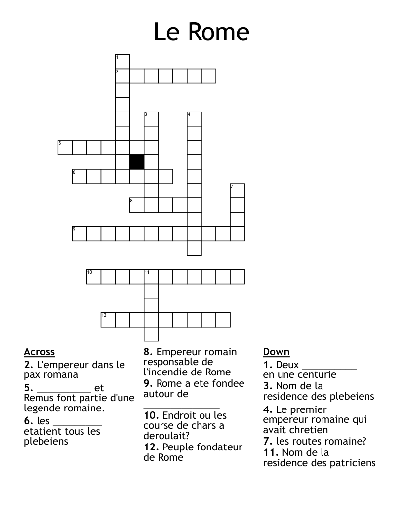 Le Rome Crossword