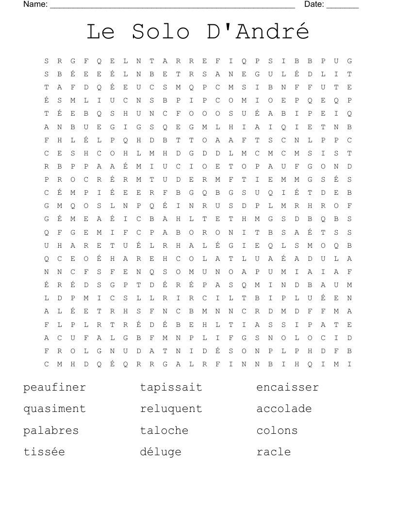 Le Solo D'André Word Search