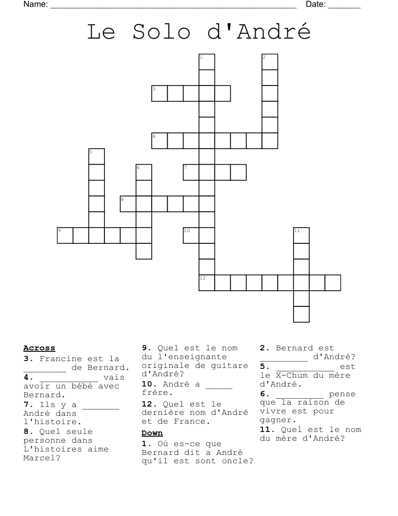 Le Solo d'André Crossword