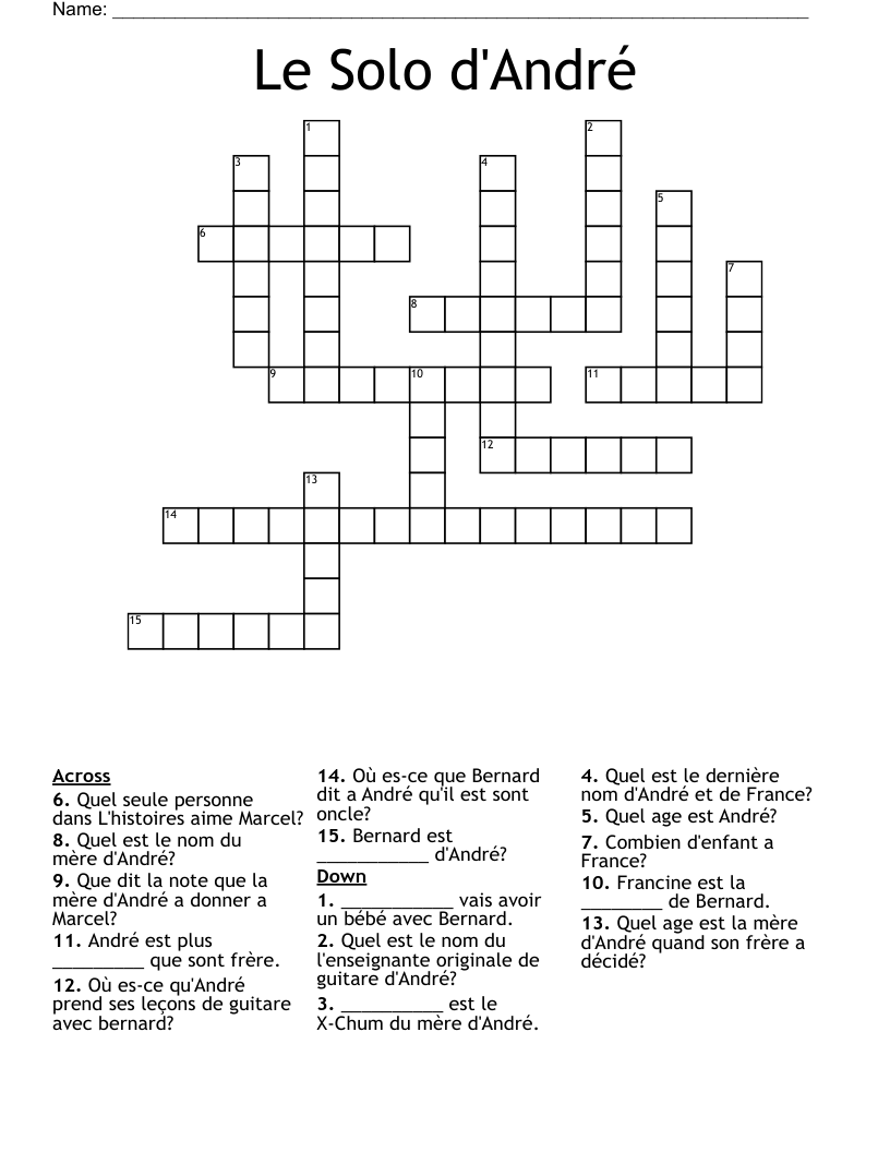 Le Solo d'André Crossword
