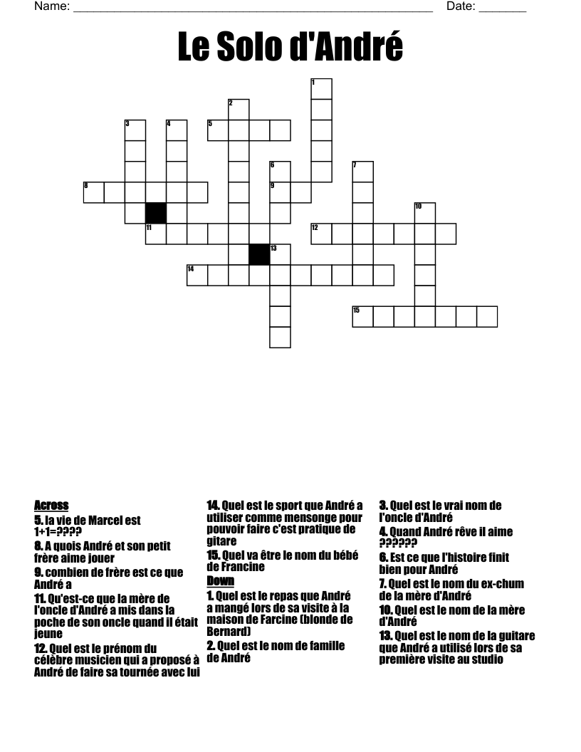 Le Solo d'André Crossword