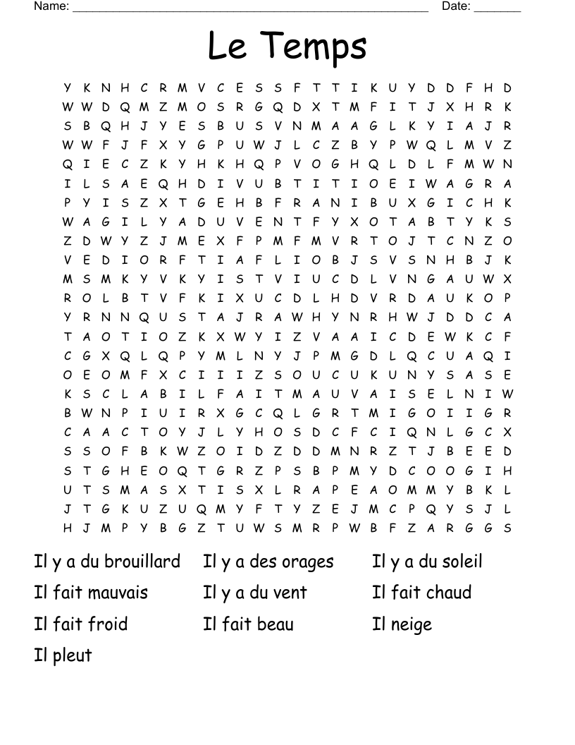 Le Temps Word Search