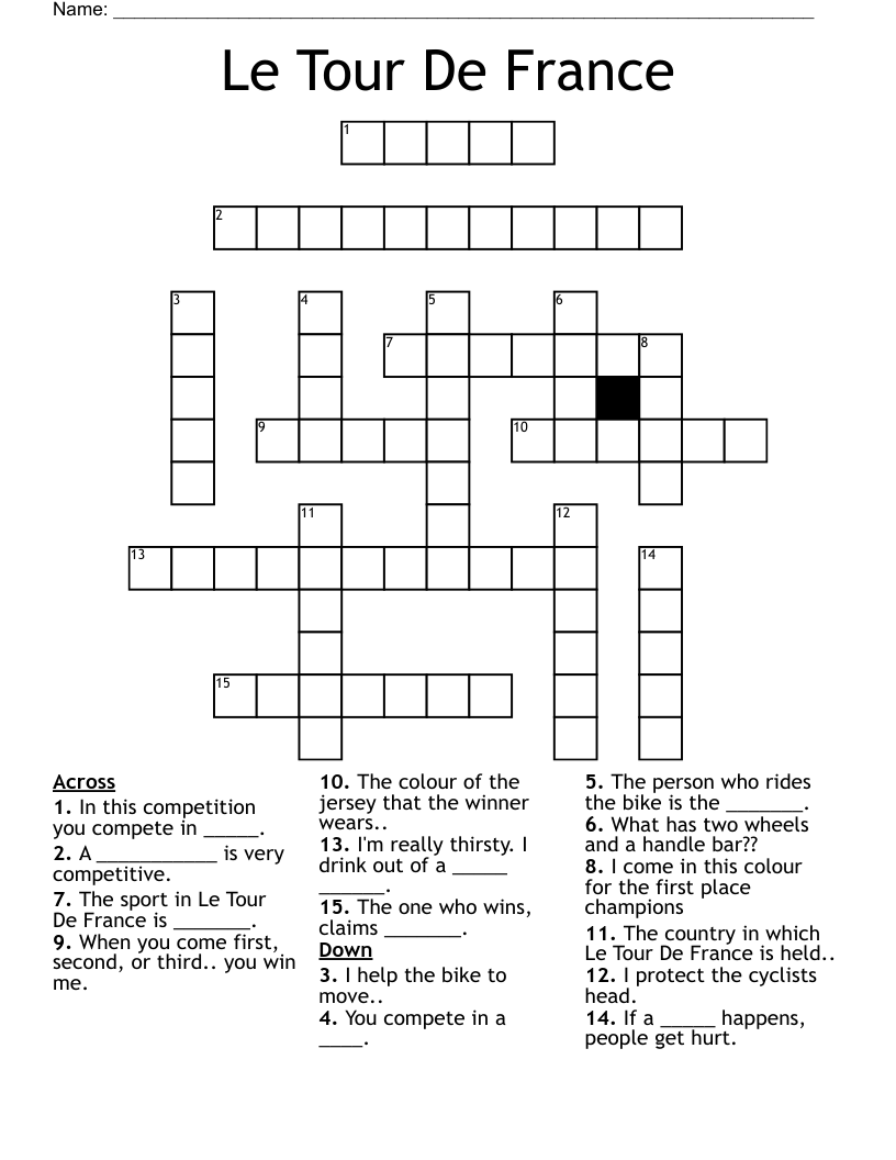 Le Tour De France Crossword