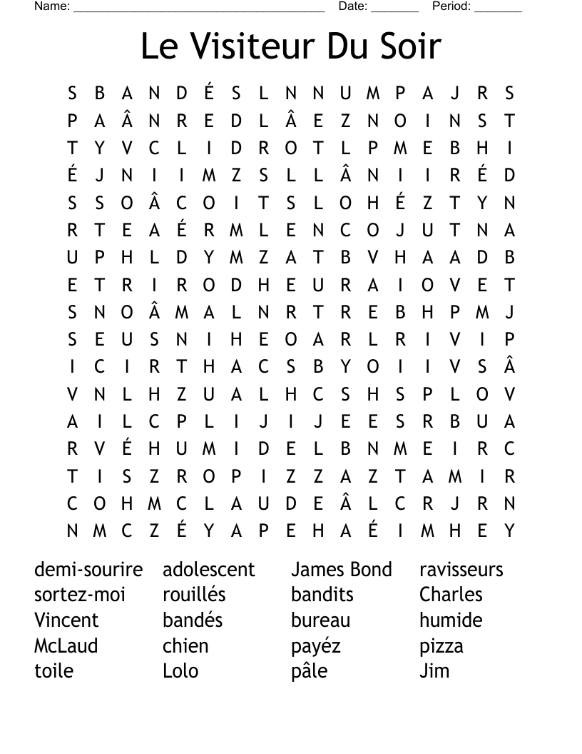 Le Visiteur Du Soir Word Search