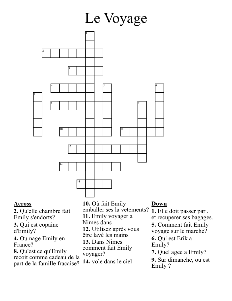 Le Voyage  Crossword