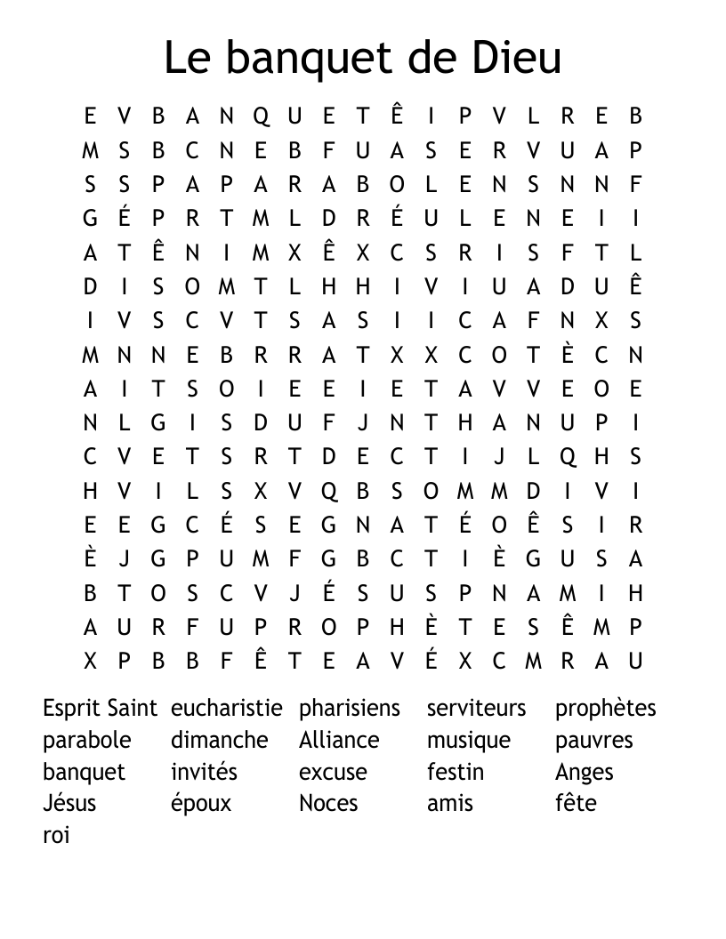Le banquet de Dieu Word Search