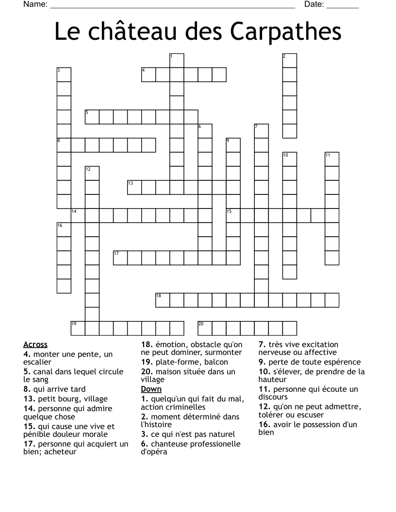 Le château des Carpathes  Crossword