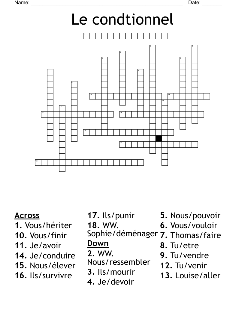 Le condtionnel Crossword