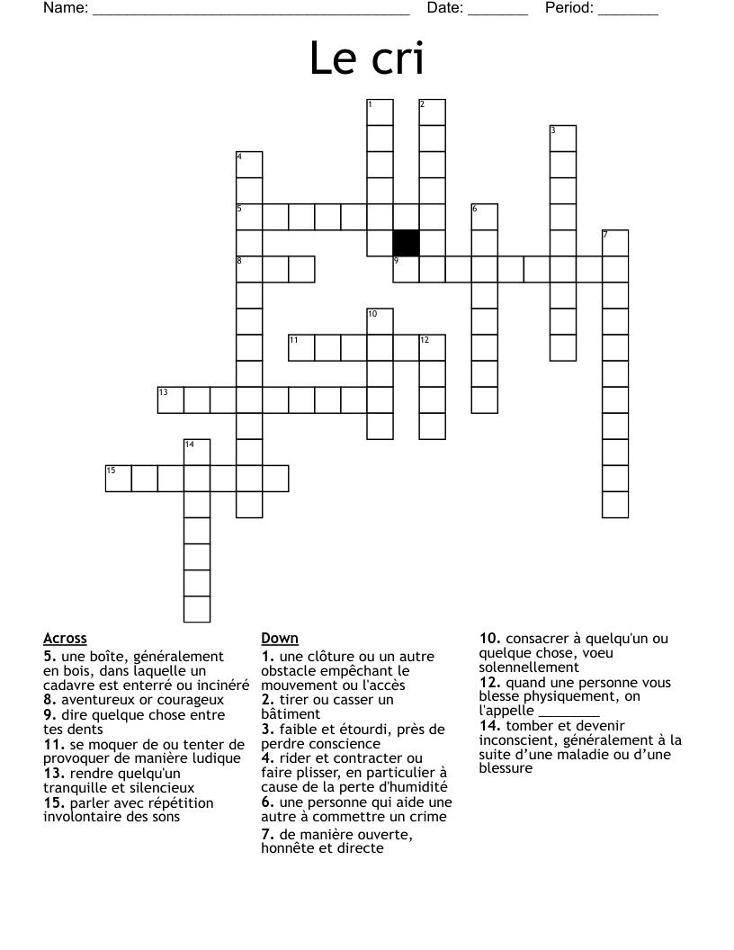 Le cri Crossword