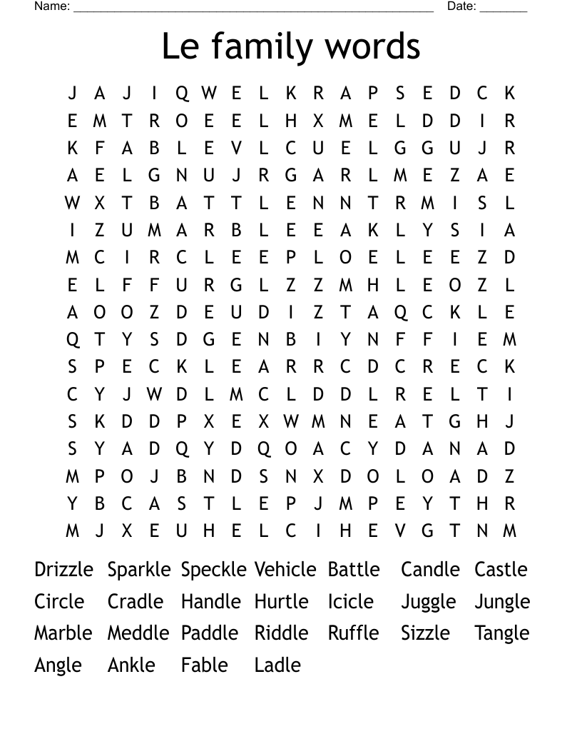 Le family words Word Search