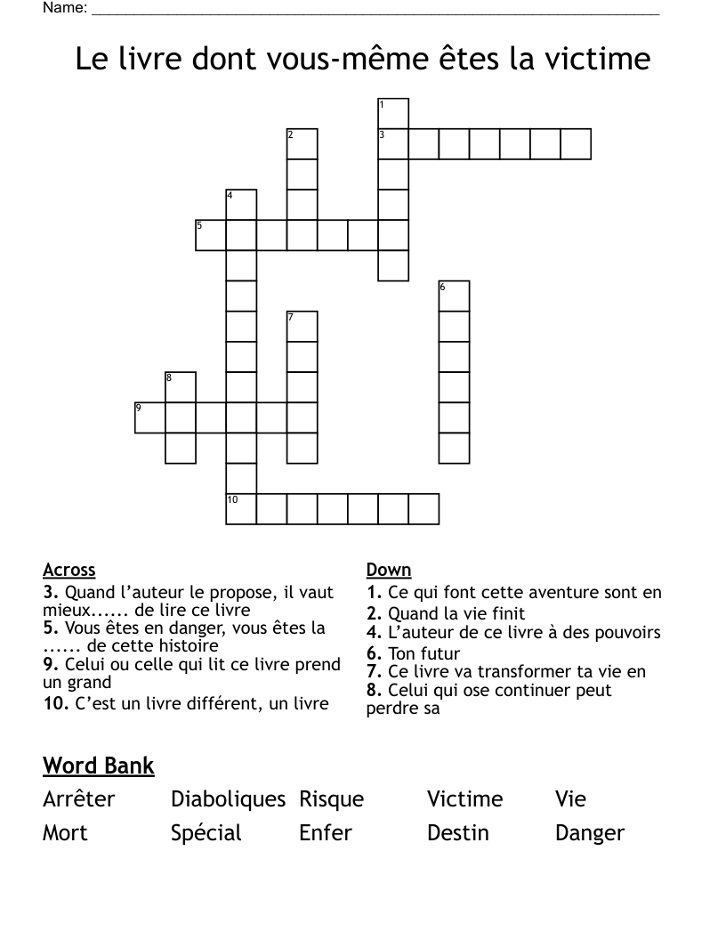Le livre dont vous-même êtes la victime Crossword
