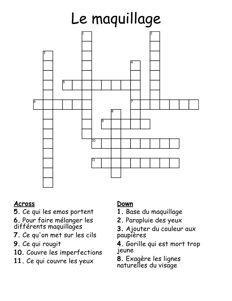 Le maquillage Crossword