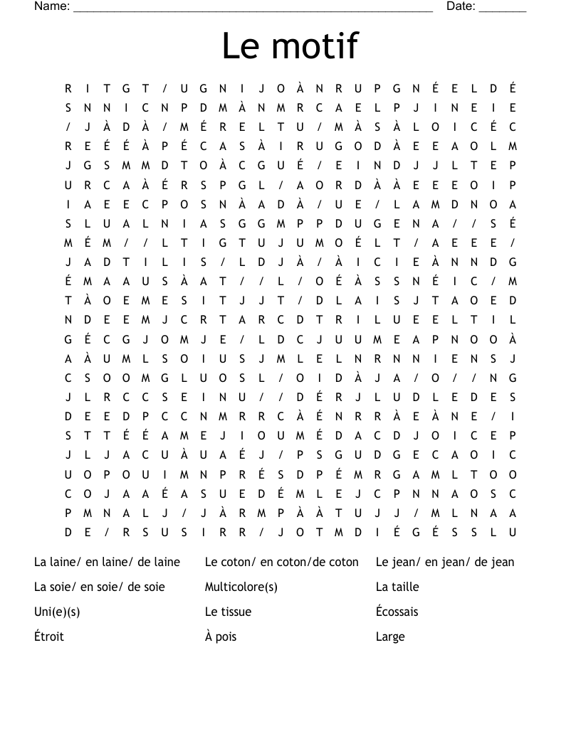 Le motif Word Search