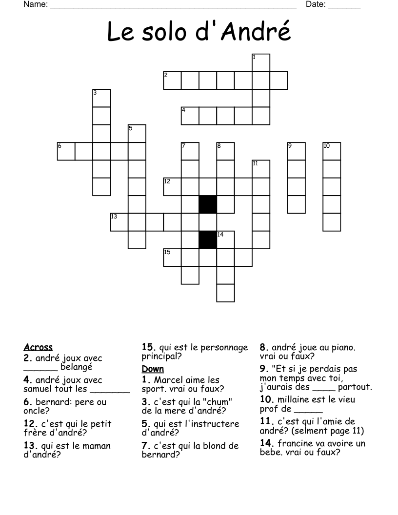 Le solo d'André Crossword