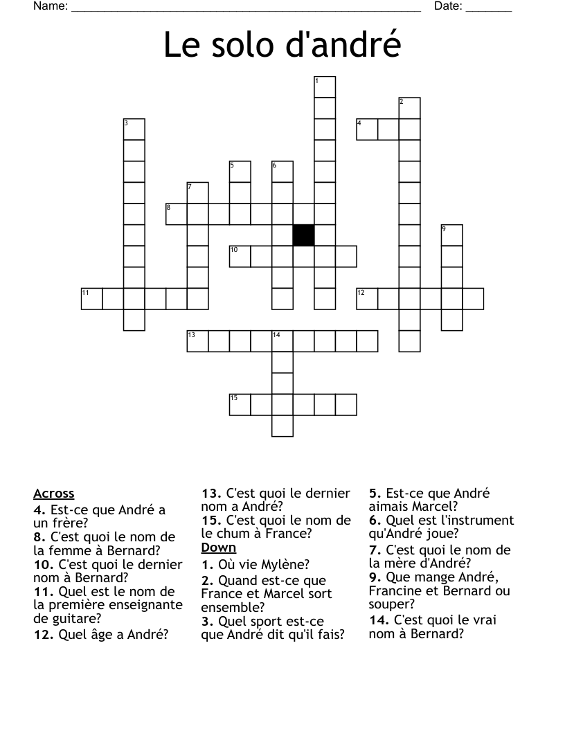 Le solo d'andré Crossword