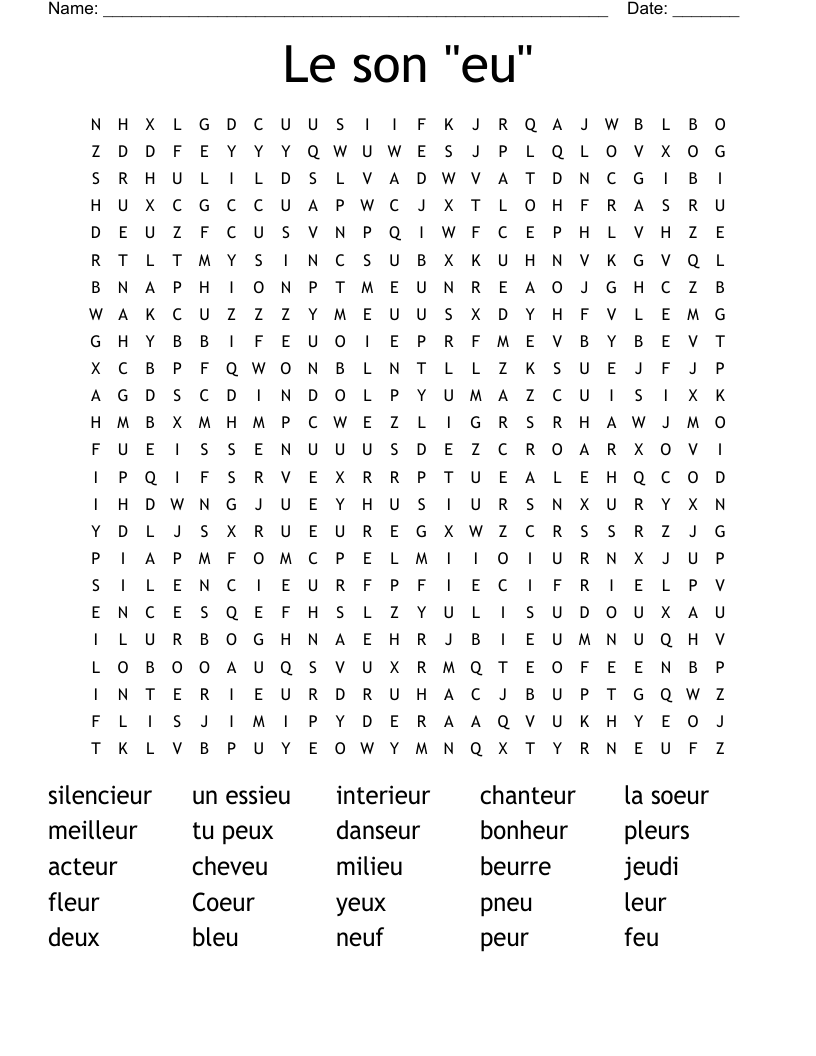 Le son "eu" Word Search