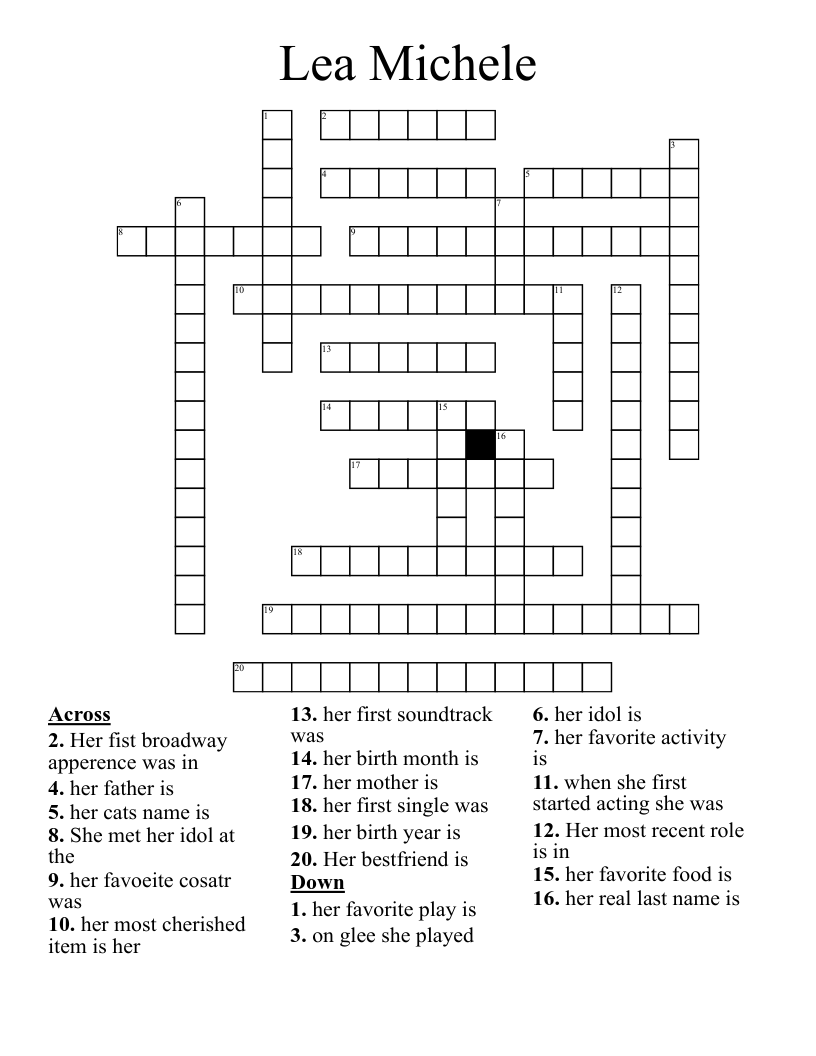 Lea Michele Crossword