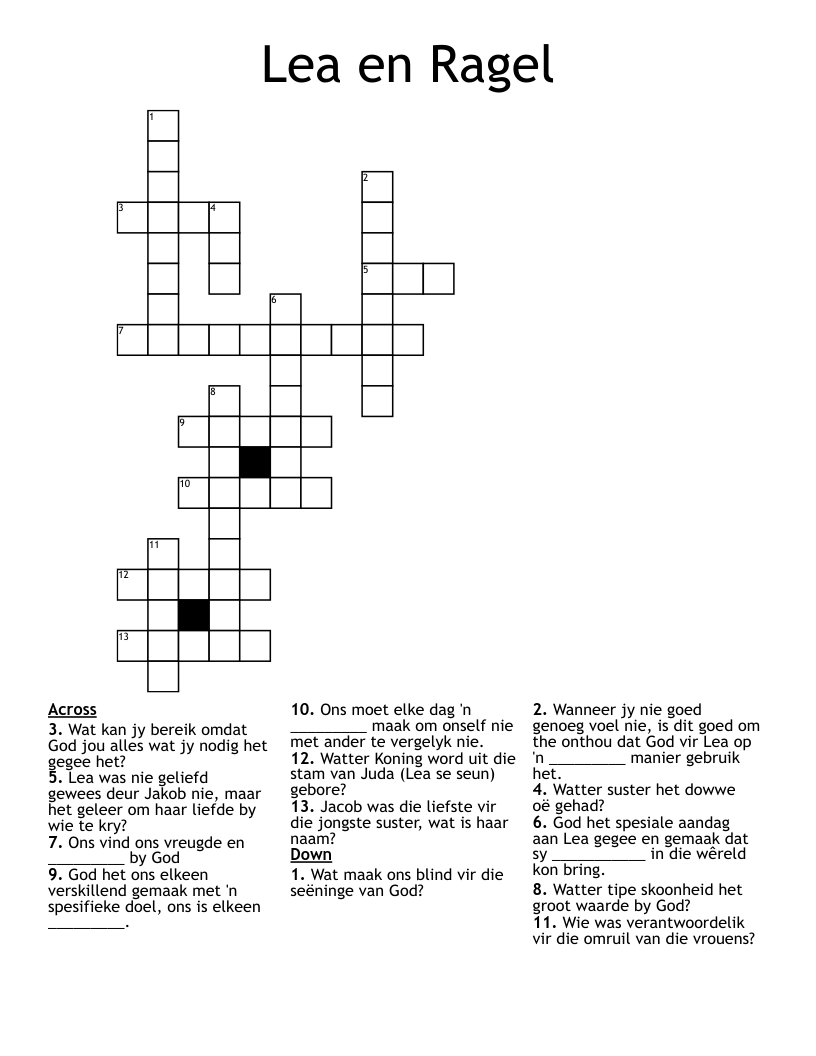 Lea en Ragel Crossword