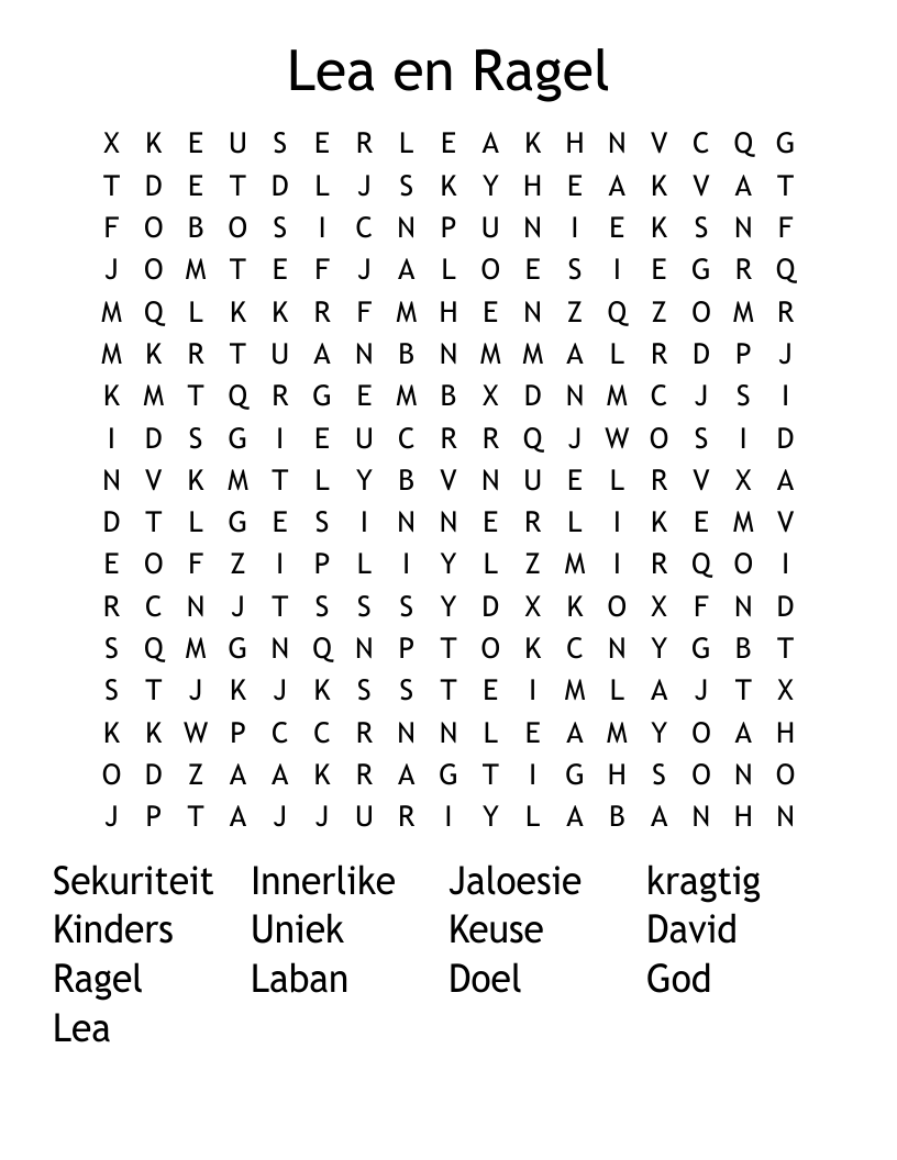 Lea en Ragel Word Search