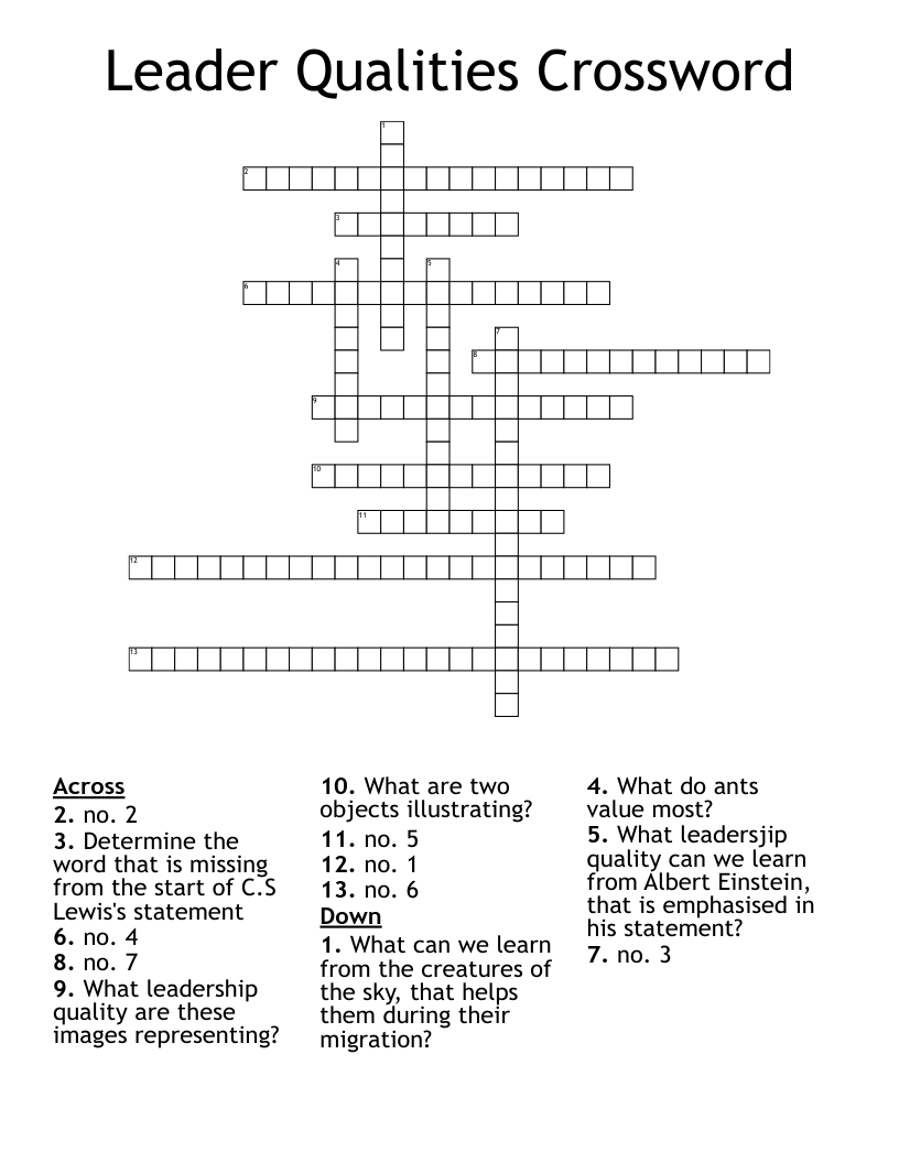 Leader Qualities Crossword