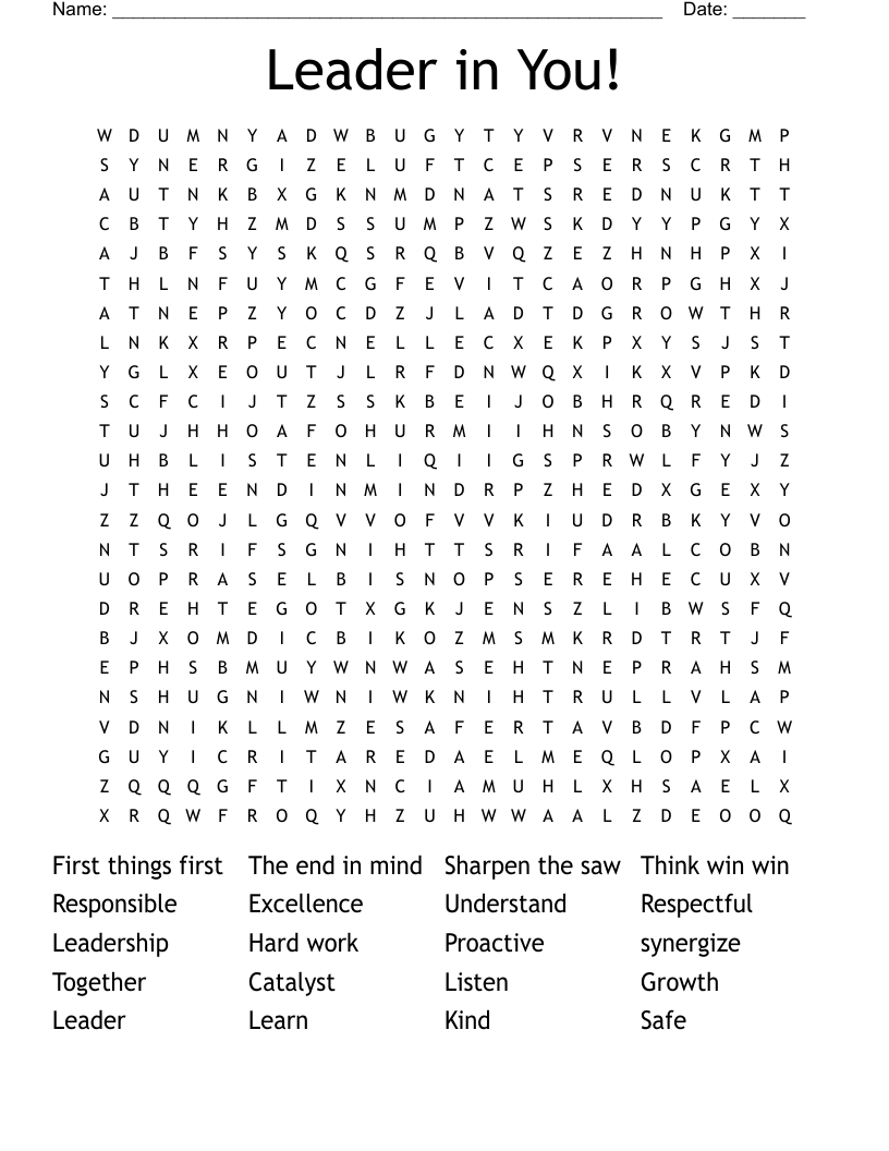 Leader in You! Word Search