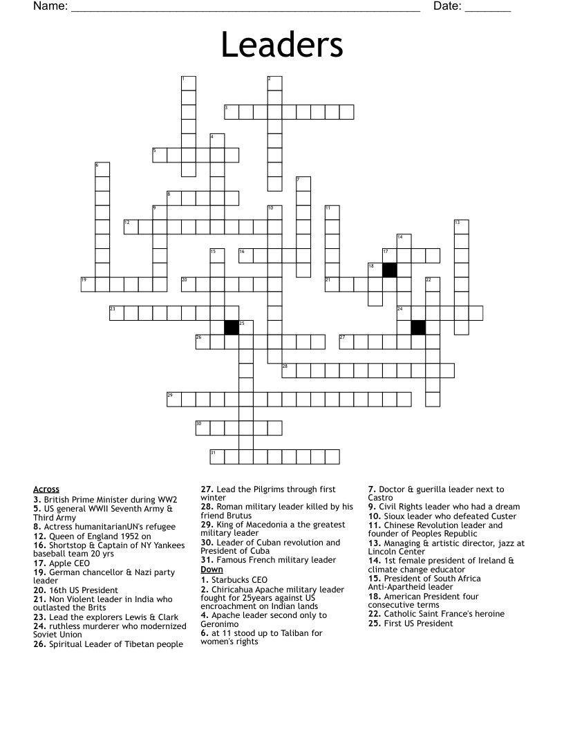 Leaders Crossword