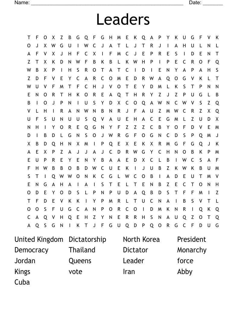 Leaders Word Search