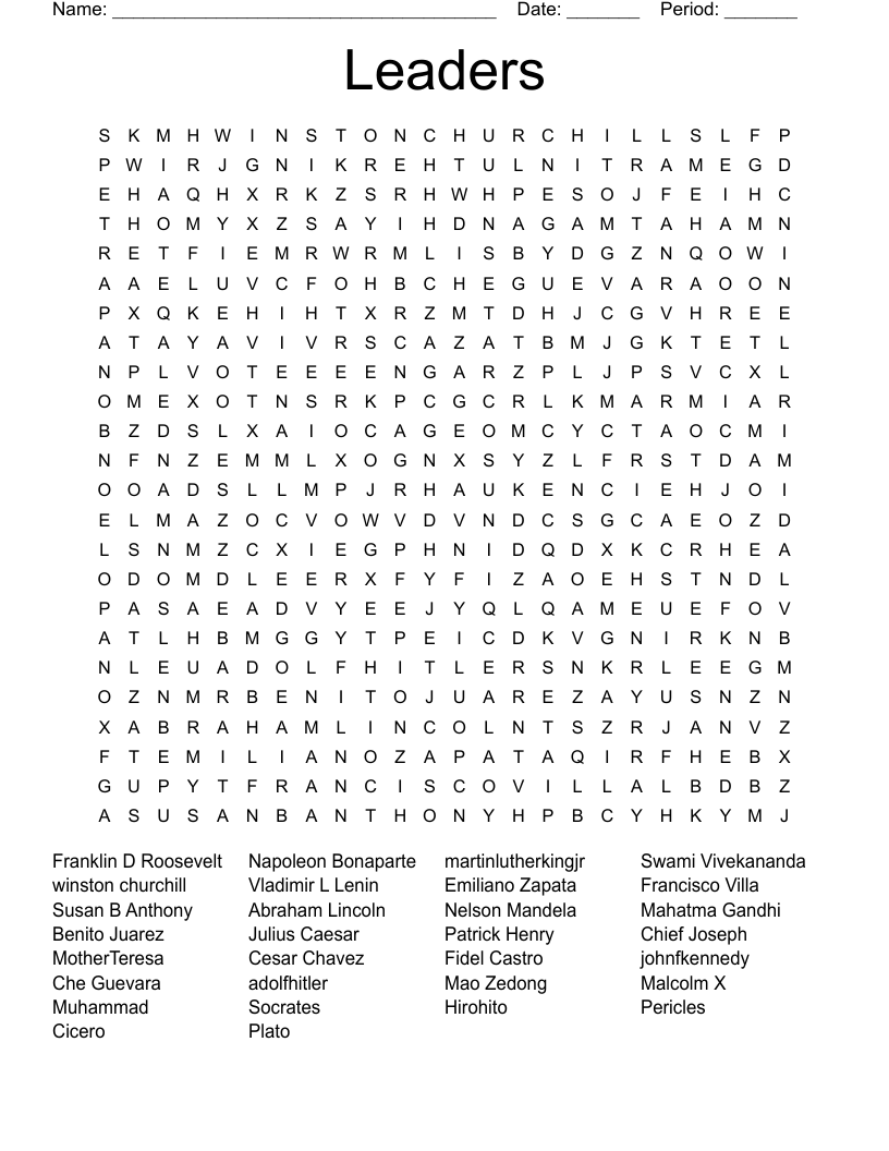 Leaders Word Search