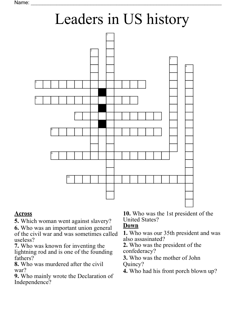 Leaders in US history Crossword