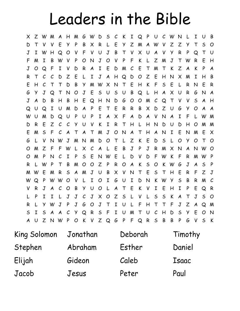 Leaders in the Bible Word Search