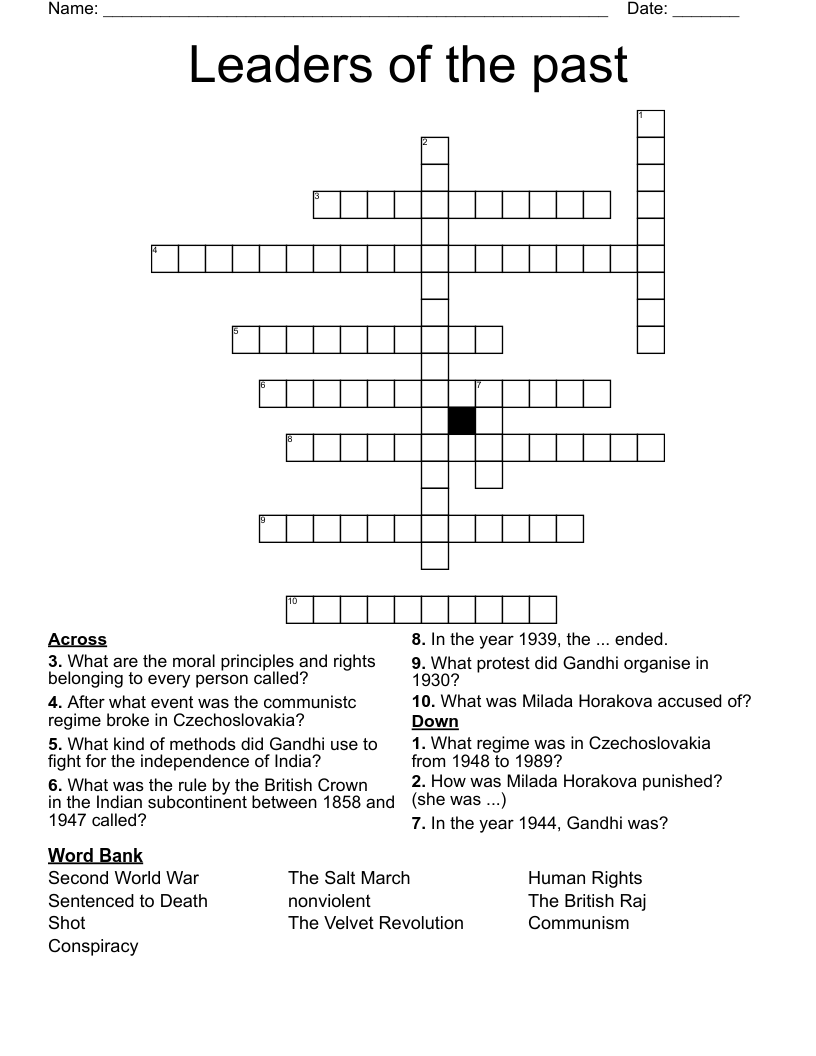 Leaders of the past  Crossword