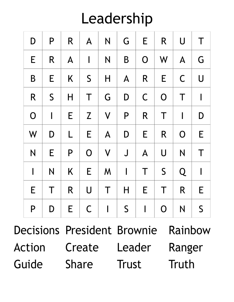 Leadership Word Search