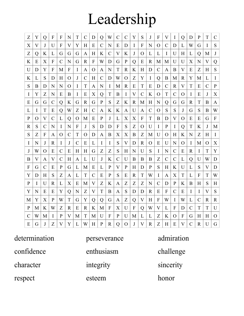 Leadership Word Search