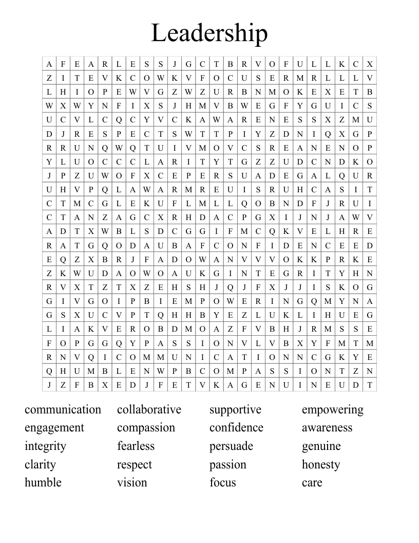Leadership Word Search