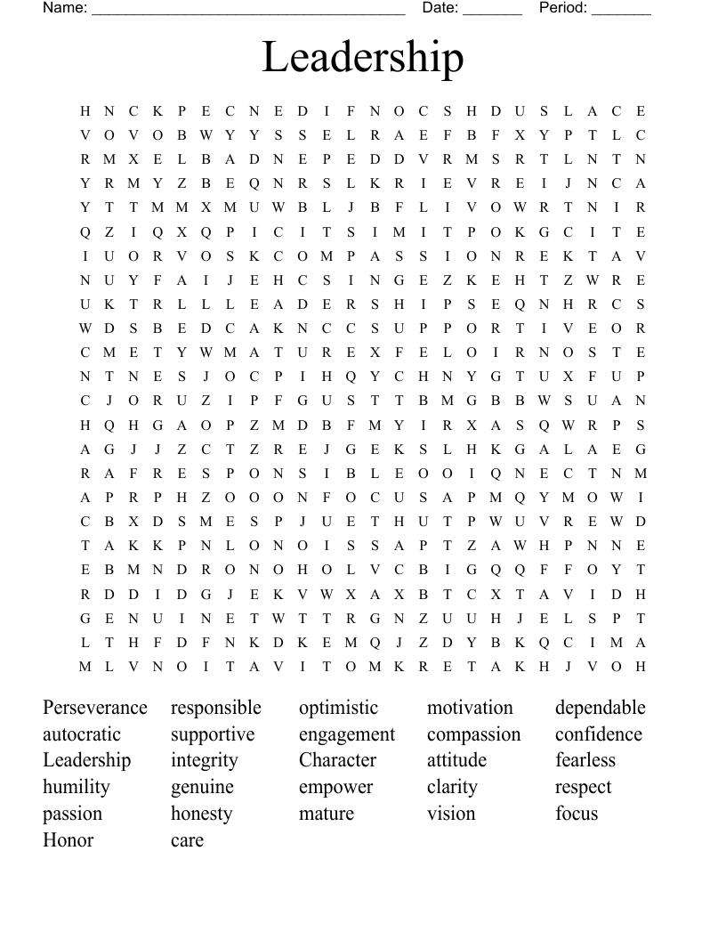 Leadership Word Search