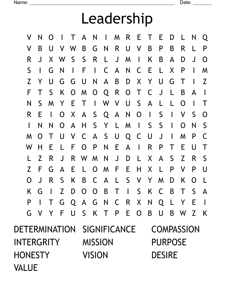 Leadership Word Search
