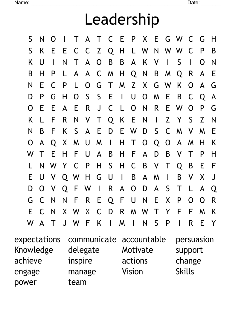 Leadership Word Search