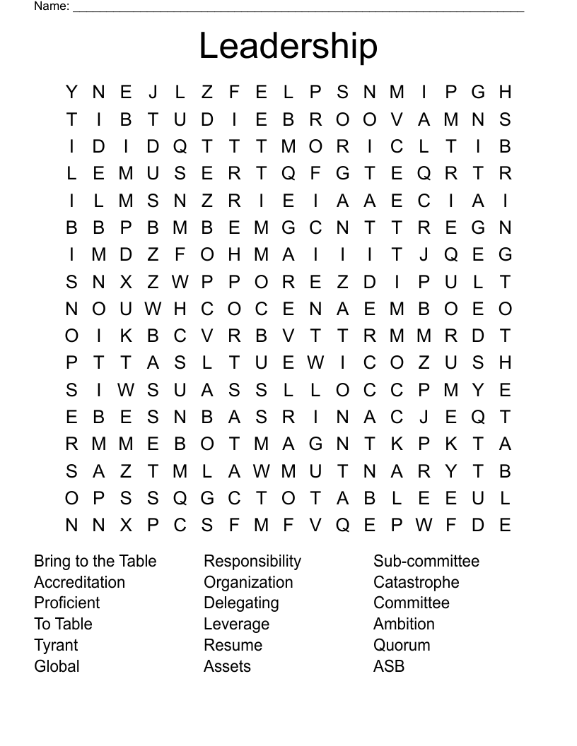 Leadership Word Search