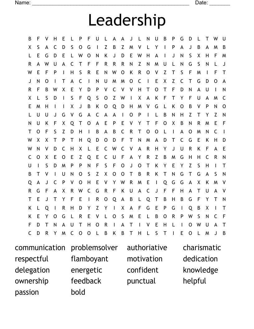 Leadership Word Search