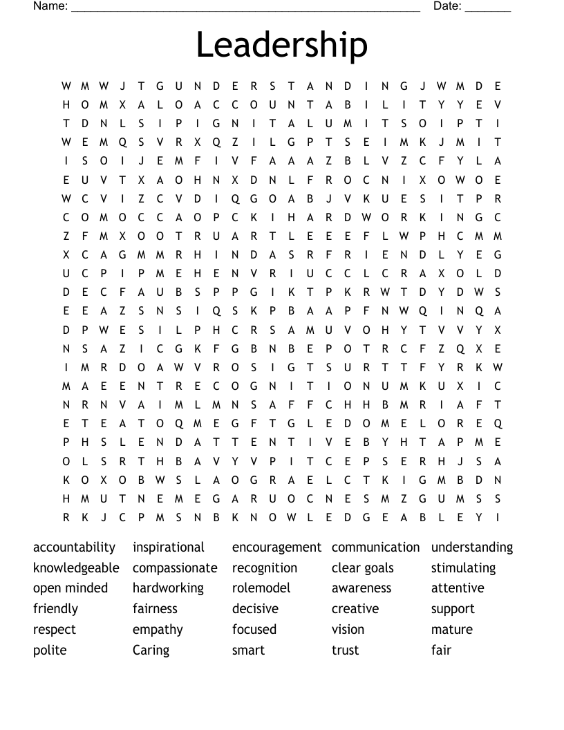Leadership Word Search