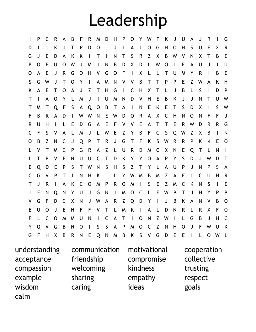 Leadership Word Search