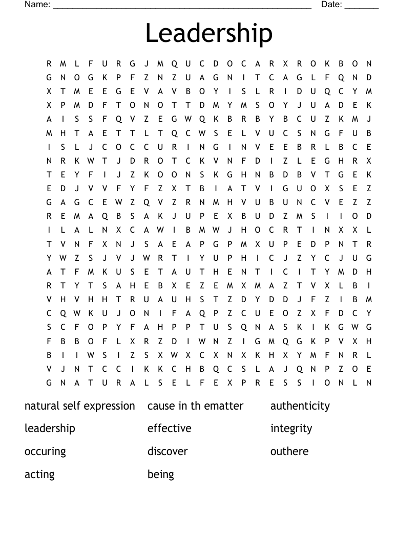 Leadership Word Search