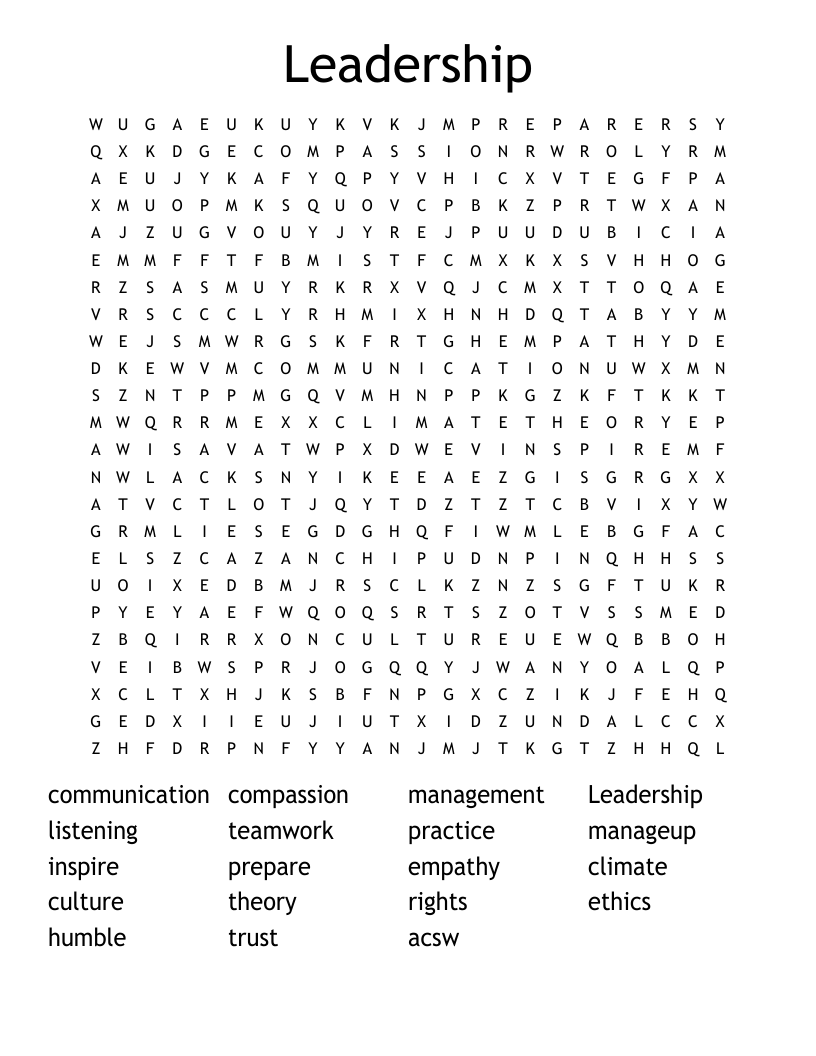Leadership Word Search