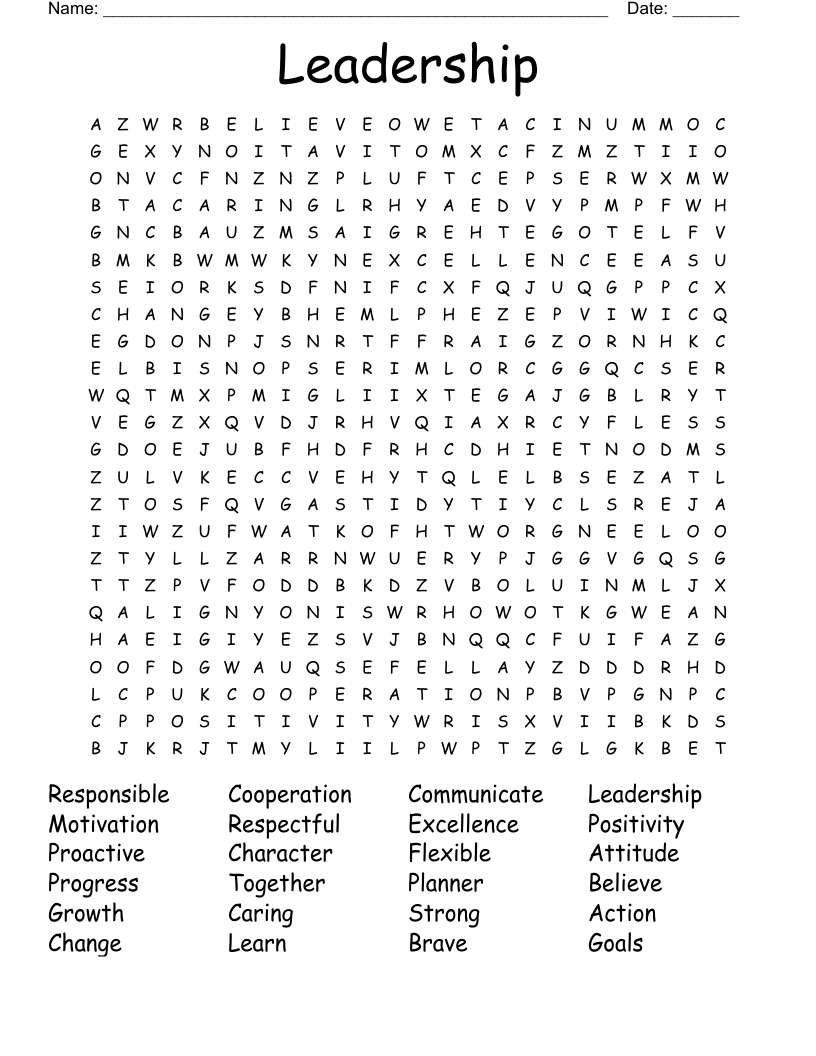 Leadership Word Search