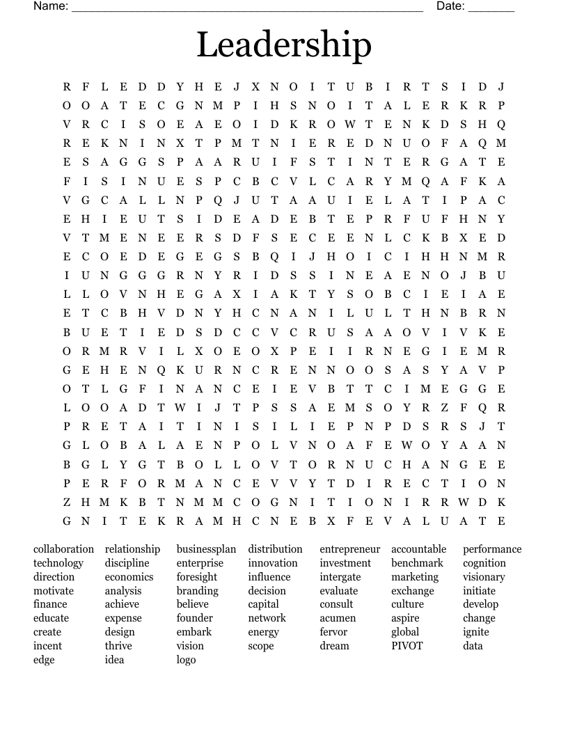 Leadership Word Search